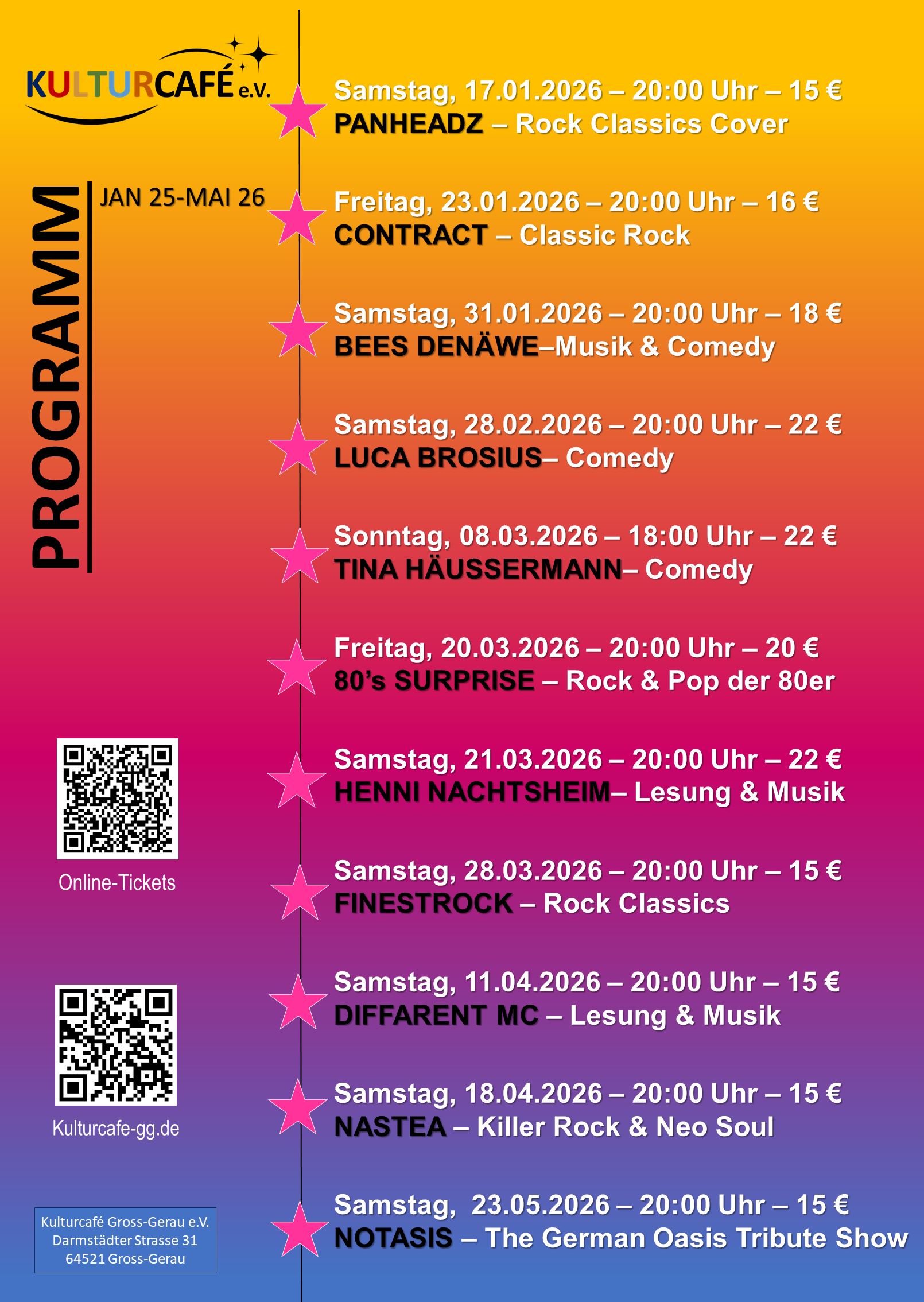 Aktuelles Plakat Kulturcafe GG